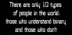 There are only 10 types of people: those who understand binary a